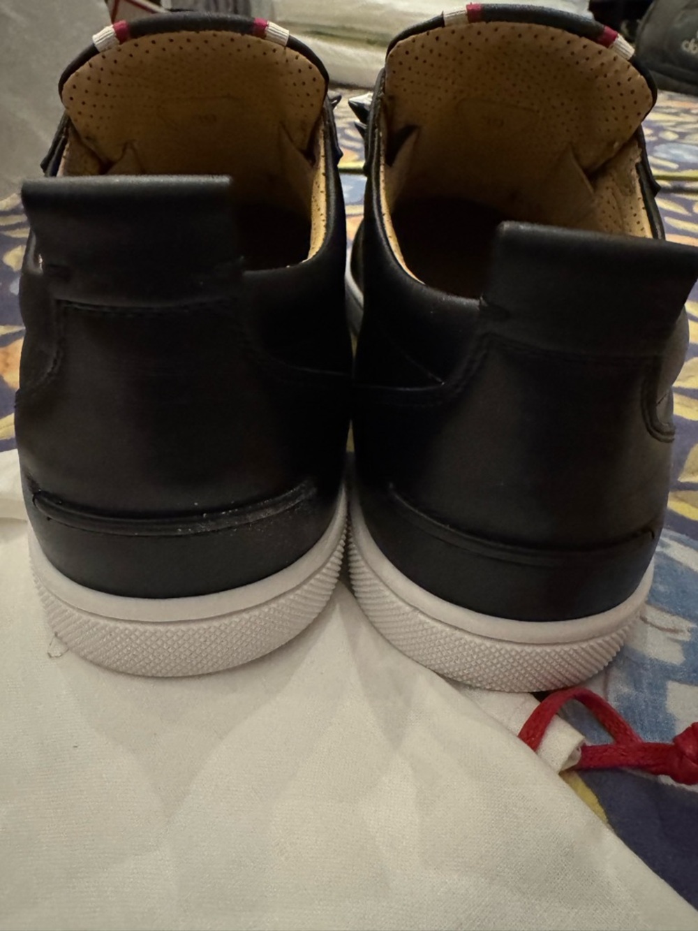 NWT Christian Louboutin Womens Black Leather Spike Slip-On Sneakers 9B - Picture 8 of 12